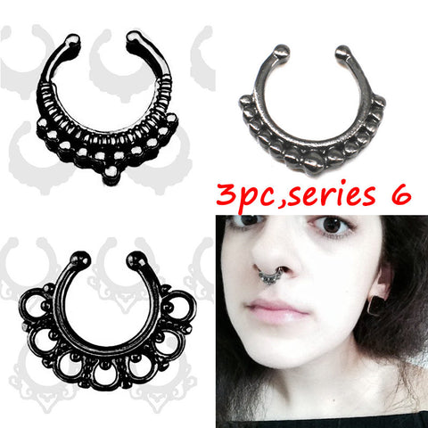 Three Piece Faux Nose Ring Set - gothicstate