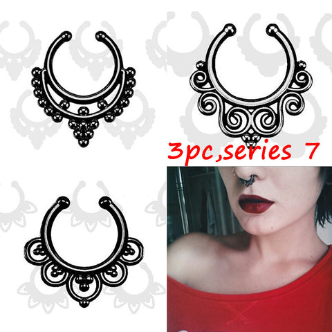 Three Piece Faux Nose Ring Set - gothicstate