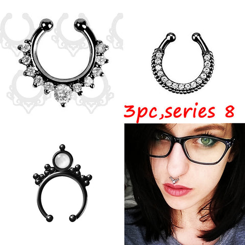 Three Piece Faux Nose Ring Set - gothicstate