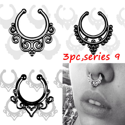 Three Piece Faux Nose Ring Set - gothicstate