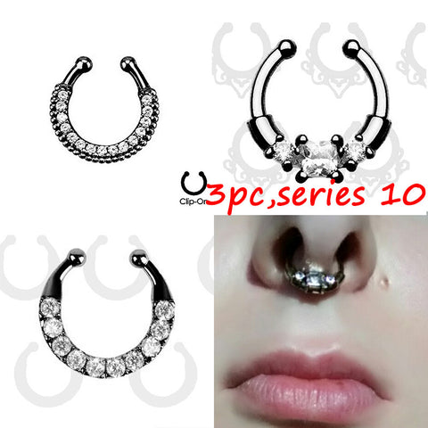 Three Piece Faux Nose Ring Set - gothicstate