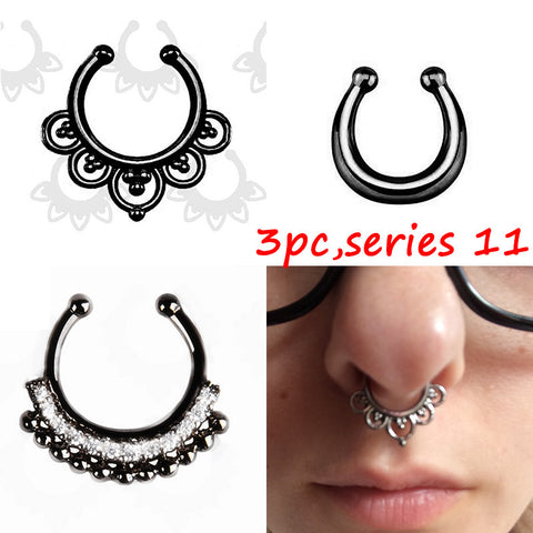 Three Piece Faux Nose Ring Set - gothicstate