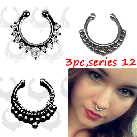 Three Piece Faux Nose Ring Set - gothicstate