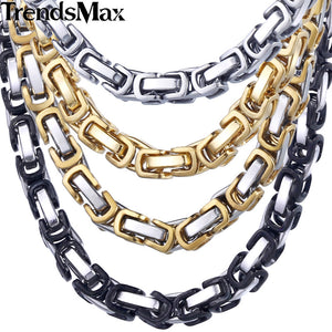 18-36inch 5mm Gold Plated Chain Byzantine Box Stainless Steel Chain Boys / Mens - gothicstate