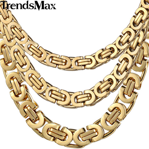 Gold Plated Byzantine Stainless Steel Necklace Men - gothicstate