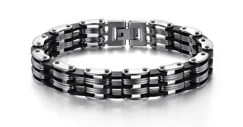 Black Silicone Link Chain Bracelets - gothicstate