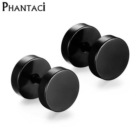 Double Sided Round Bolt Stud Earrings For Men - gothicstate