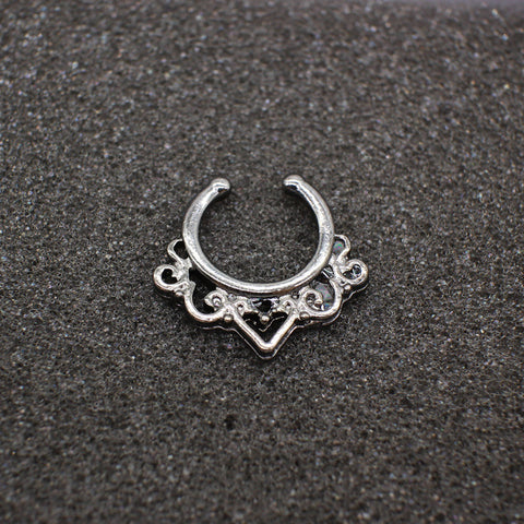 Black Hoop Nose Ring (Faux Piercing) - gothicstate