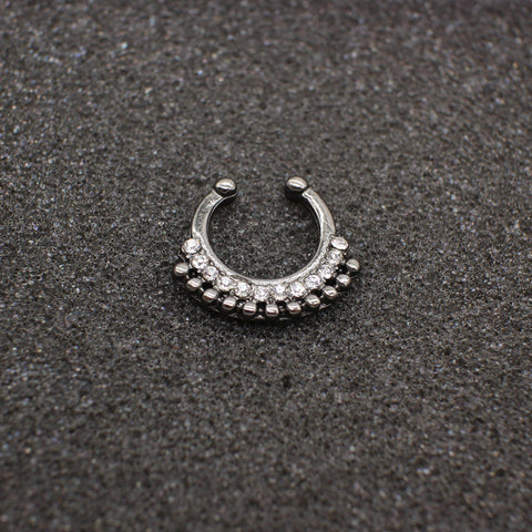 Black Hoop Nose Ring (Faux Piercing) - gothicstate