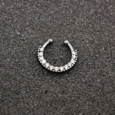 Black Hoop Nose Ring (Faux Piercing) - gothicstate