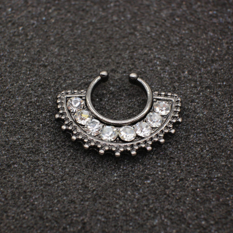 Black Hoop Nose Ring (Faux Piercing) - gothicstate