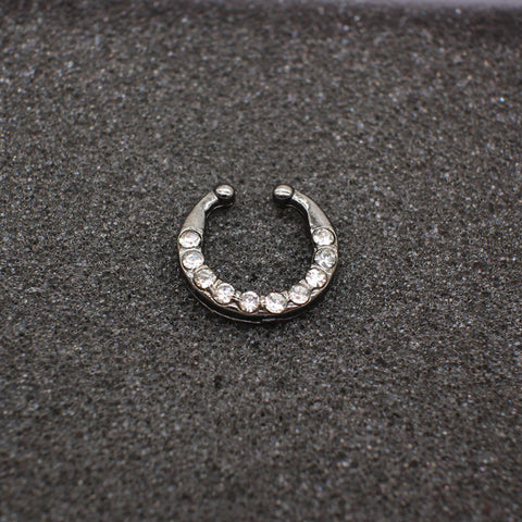 Black Hoop Nose Ring (Faux Piercing) - gothicstate