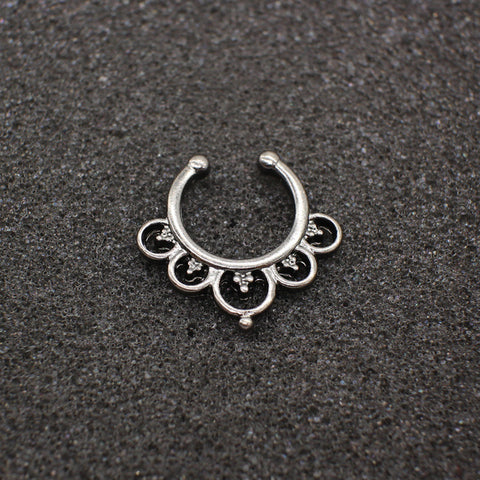 Black Hoop Nose Ring (Faux Piercing) - gothicstate