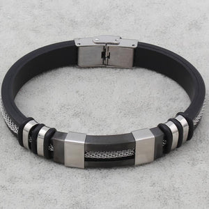 Stainless Steel Silicone Black Bracelet - gothicstate