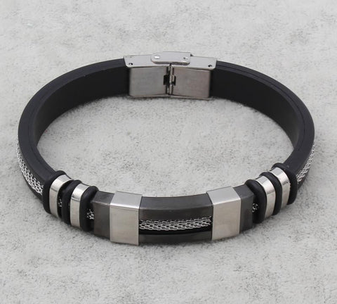 Stainless Steel Silicone Black Bracelet - gothicstate