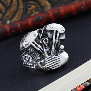 Cool Biker / Motorcycle Engine Vintage Ring - gothicstate