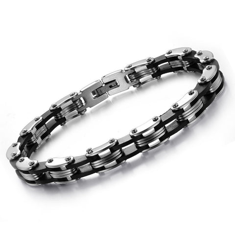 Black Silicone Link Chain Bracelets - gothicstate