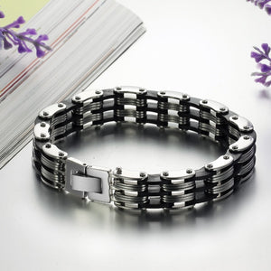 Black Silicone Link Chain Bracelets - gothicstate