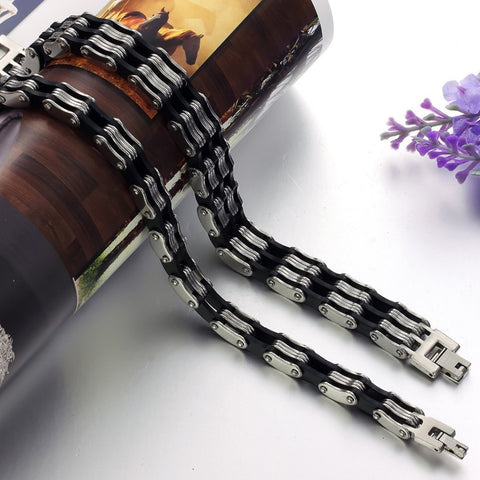 Black Silicone Link Chain Bracelets - gothicstate