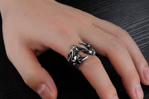 Long Sharp Wolf Claw Metal Biker Finger Rings - gothicstate