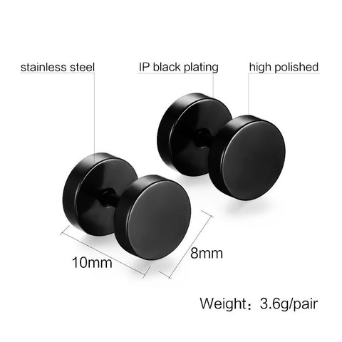 Double Sided Round Bolt Stud Earrings For Men - gothicstate