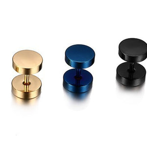 Double Sided Round Bolt Stud Earrings For Men - gothicstate