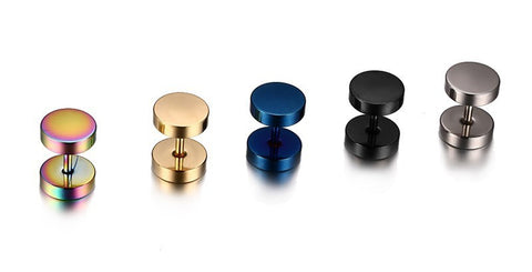 Double Sided Round Bolt Stud Earrings For Men - gothicstate