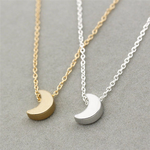 Minimalist Crescent Moon Silver Gold  Long Necklace - gothicstate