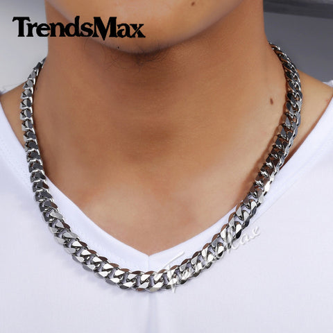 5/7/9/11mm Wide Necklace Curb Cuban Link Silver Color - gothicstate