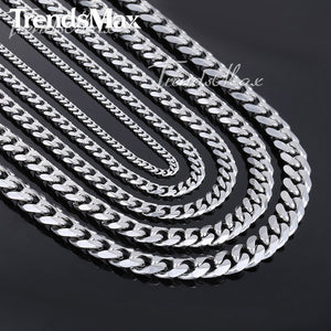 5/7/9/11mm Wide Necklace Curb Cuban Link Silver Color - gothicstate