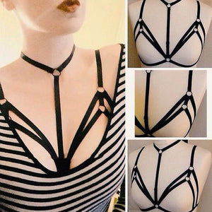 Black Sexy Pastel Goth Erotic Lingerie / Cage Underbust  /Bondage Harness - gothicstate