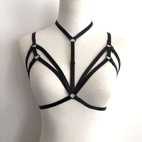 Black Sexy Pastel Goth Erotic Lingerie / Cage Underbust  /Bondage Harness - gothicstate