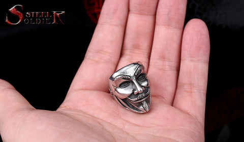 Fawkes Mask V for Vendetta Ring - gothicstate